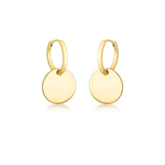 2 in 1 Earring with Smooth Gold Plated Pendant