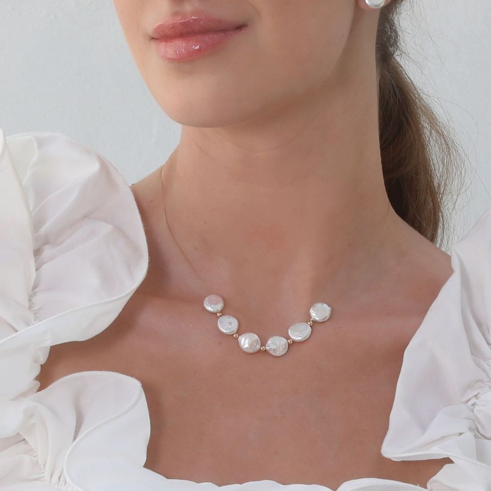 Natural Little Pearl Necklace - Golden White Pearl