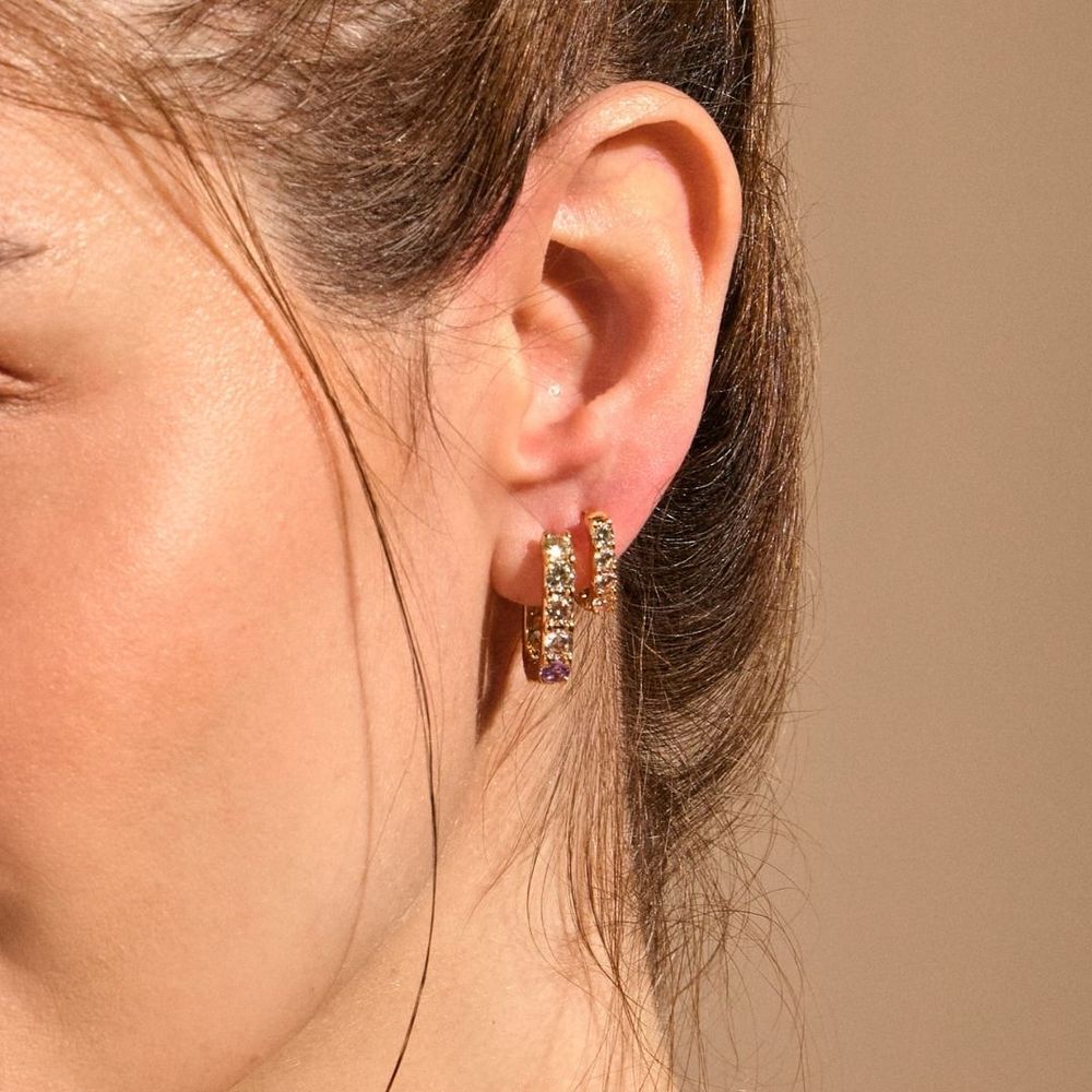 Charm Hoop Earrings Gold - P