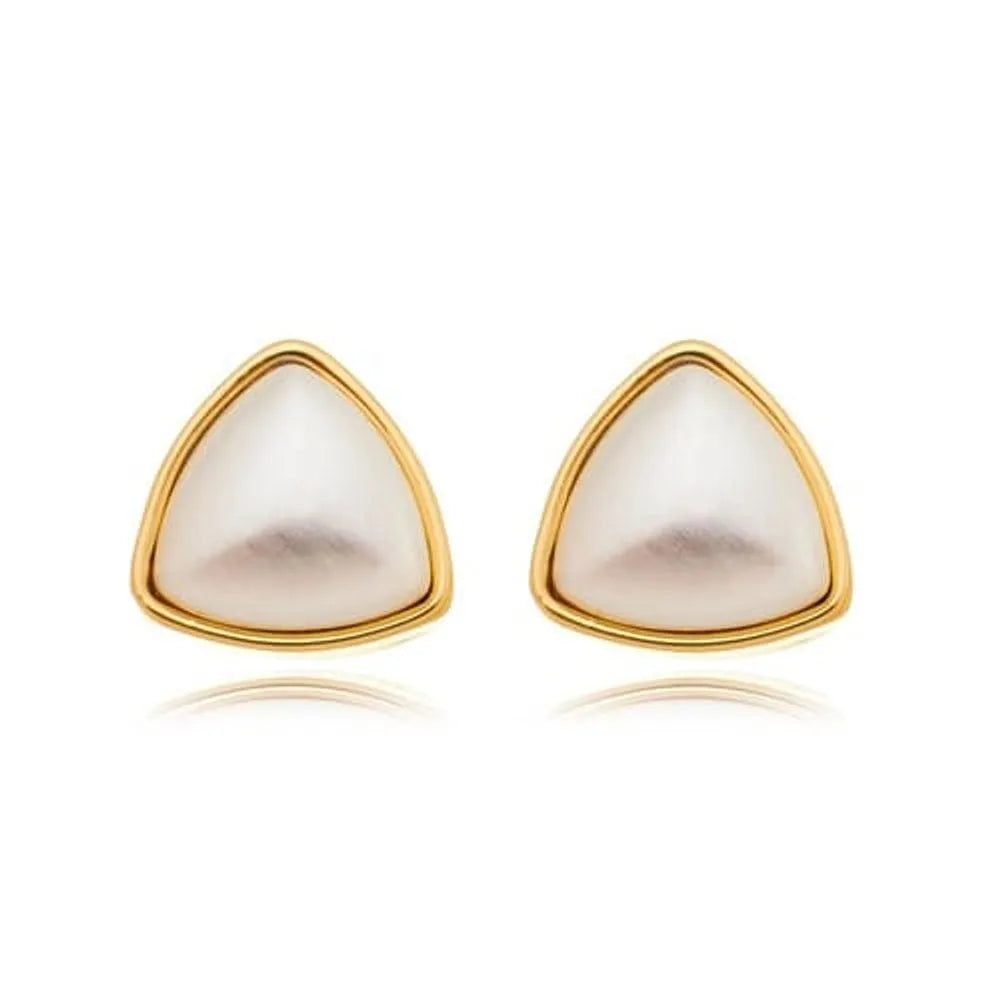 Duo Triangle Earring - Matte Silver Bath Mix