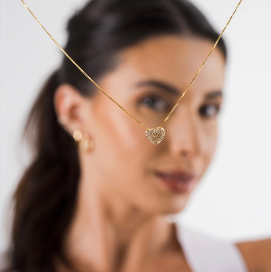 Delicate Studded Heart Necklace