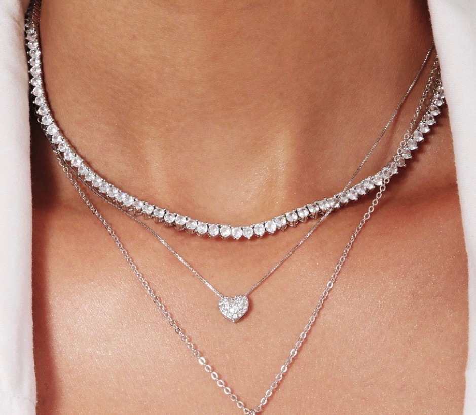 Delicate Studded Heart Necklace