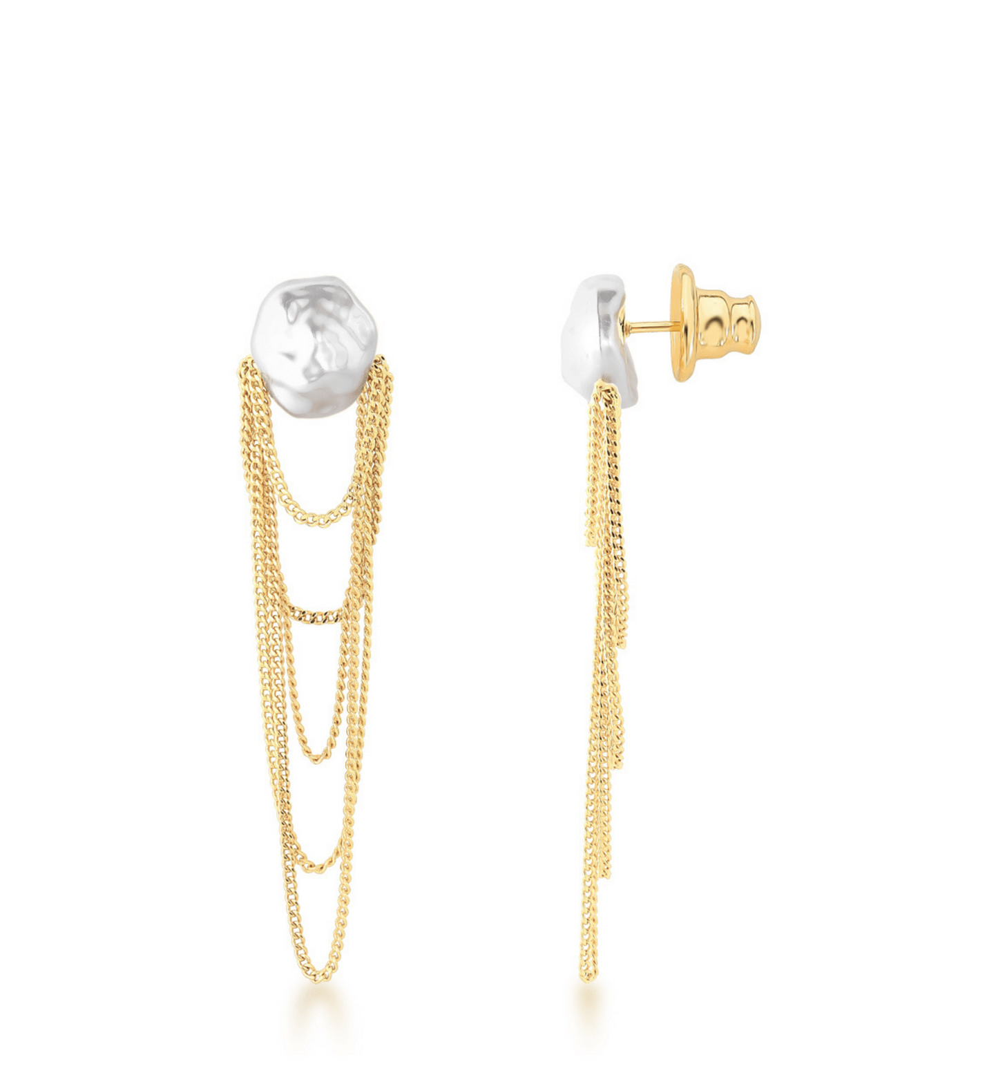 Mother-of Pearl Earrings with Gold Chains