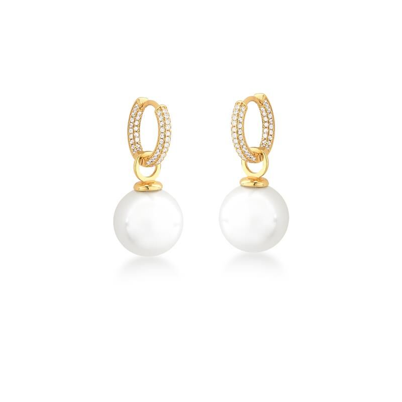 2 In 1 Studded Ring and Gold Plated Pearl Shell Earring