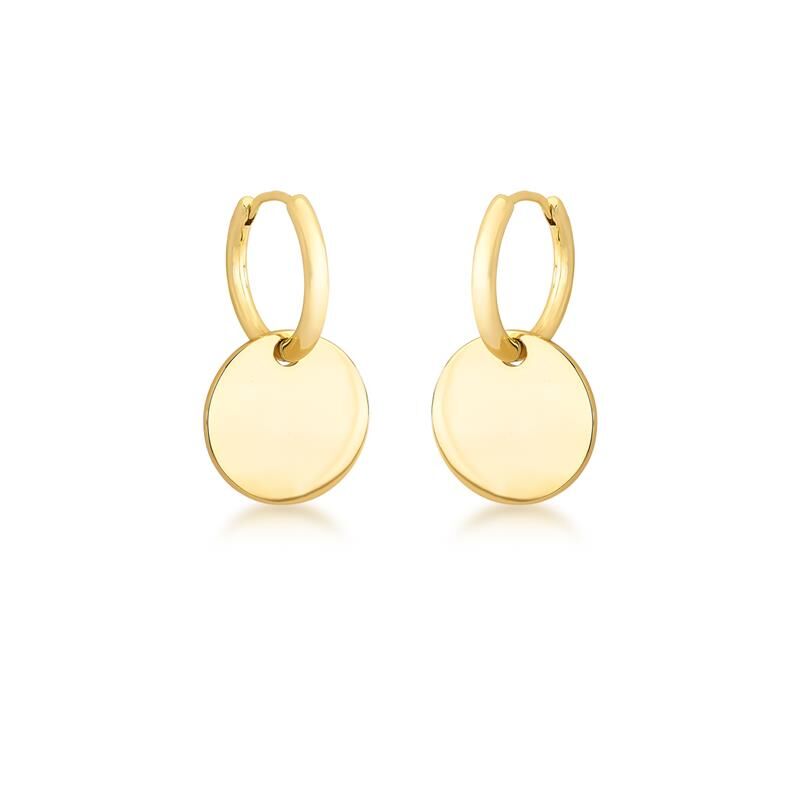 2 in 1 Earring with Smooth Gold Plated Pendant