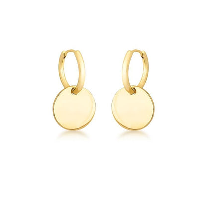 2 in 1 Earring with Smooth Gold Plated Pendant