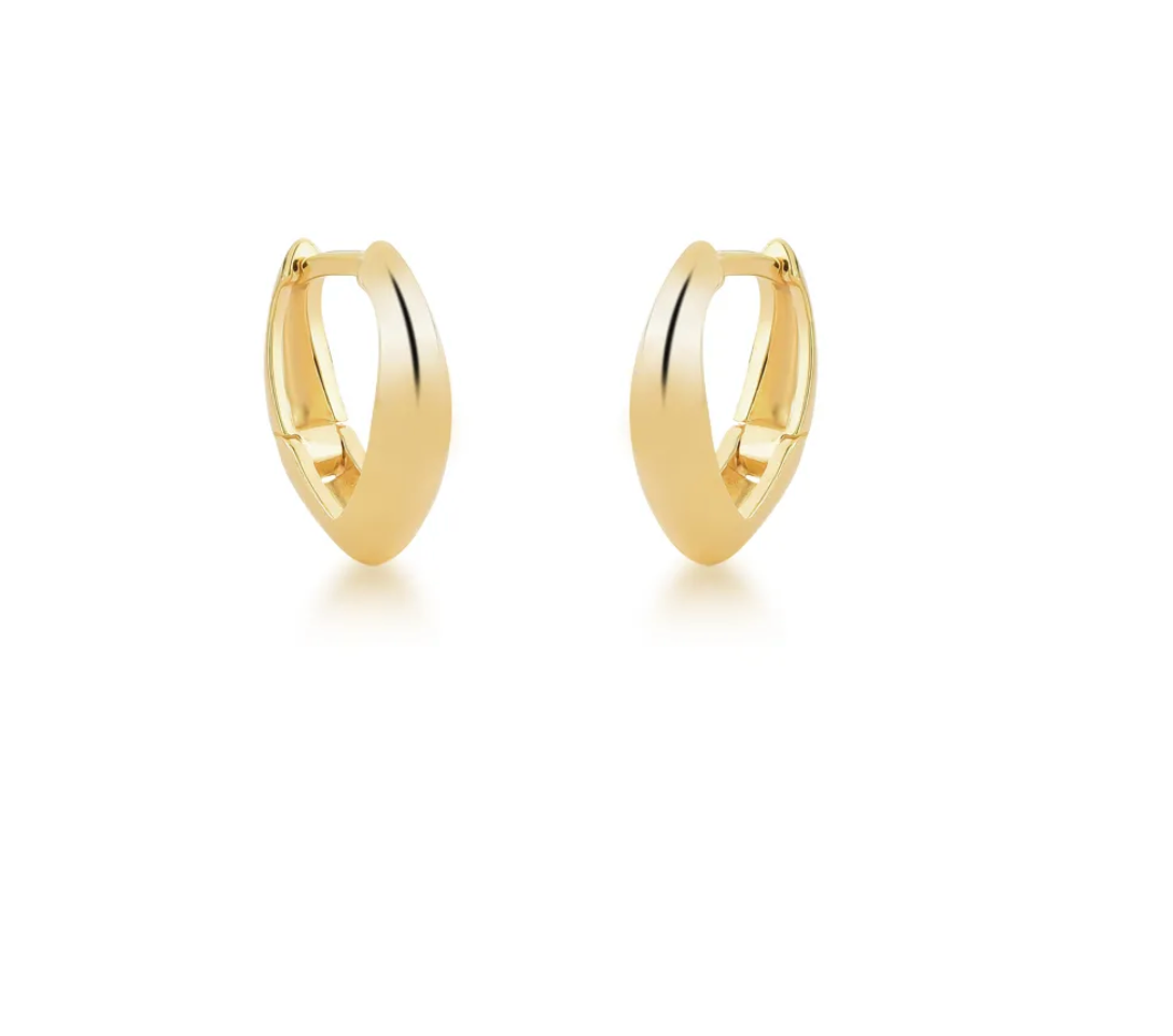 Curved V Shaped Gold Plated Earring - S