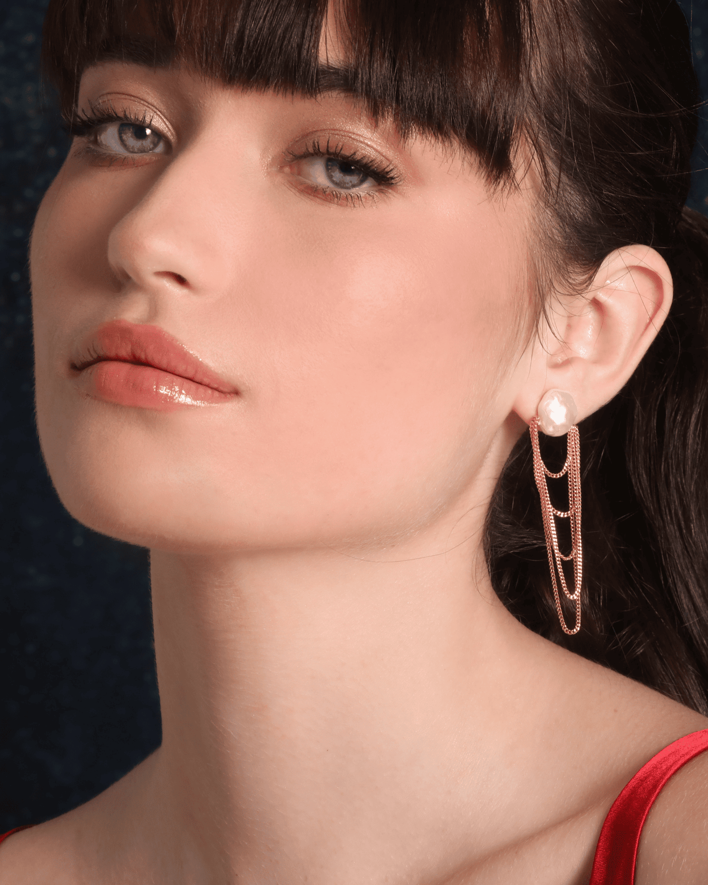 Mother-of Pearl Earrings with Gold Chains