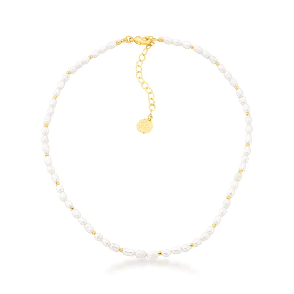Petit Pearl Choker Necklace - Golden White Pearl