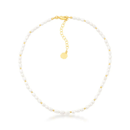 Petit Pearl Choker Necklace - Golden White Pearl