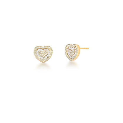 Heart Earring with Cubic-Zirconia white Baguettes